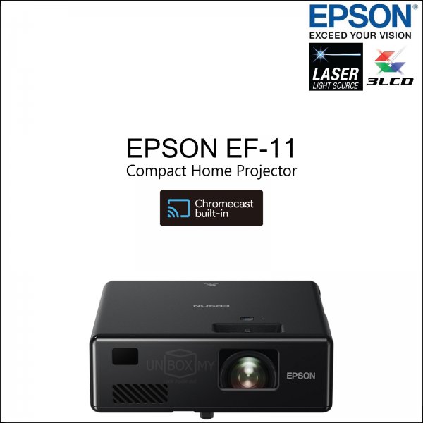 Epson EpiqVision Mini EF-11 3LCD Laser Full HD 1080p Chromecast Wireless Compact Home Projector