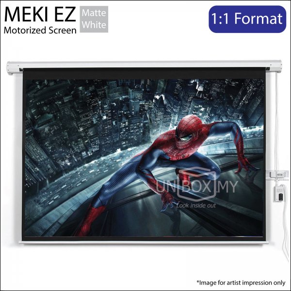 MEKI Electric Motorized Roll Down Projector Screen Matte White (AV 1:1)